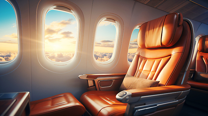 JPG 편집이미지 의자 비즈니스 사람없음 업무 창가 디지털합성 출장 비행기내부 편집실사 AI포토 AI콘텐츠 가구 창문 비행기 내부 작업 CG 파일형식