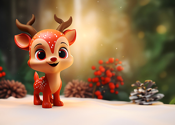 JPG 편집이미지 캐릭터 크리스마스 겨울 사람없음 귀여움 루돌프 숲 디지털합성 사슴캐릭터 편집소스 이미지편집 편집실사 AI컴퓨터그래픽 AI콘텐츠 계절 기념일 동물캐릭터 컨셉 사슴 CG 파일형식