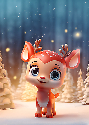 JPG 편집이미지 캐릭터 크리스마스 겨울 사람없음 빛 귀여움 루돌프 숲 디지털합성 사슴캐릭터 편집소스 이미지편집 편집실사 AI컴퓨터그래픽 AI콘텐츠 계절 기념일 동물캐릭터 컨셉 사슴 CG 파일형식