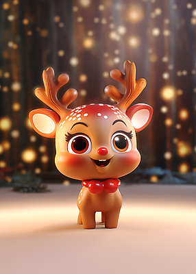 JPG 편집이미지 캐릭터 크리스마스 겨울 사람없음 귀여움 루돌프 디지털합성 사슴캐릭터 빛망울 편집소스 이미지편집 편집실사 AI컴퓨터그래픽 AI콘텐츠 계절 기념일 동물캐릭터 컨셉 사슴 빛 CG 파일형식