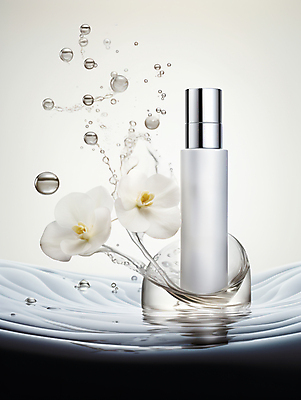 JPG 편집이미지 꽃 사람없음 물 뷰티 화장품 용기 스플래쉬 편집실사 AI컴퓨터그래픽 AI콘텐츠 자연요소 식물 그릇 CG 파일형식