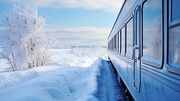 JPG 나무 편집이미지 여행 겨울 자연 사람없음 기차 눈 디지털합성 편집실사 AI포토 AI콘텐츠 자연요소 식물 계절 육상교통 날씨 대중교통 CG 생태계 파일형식