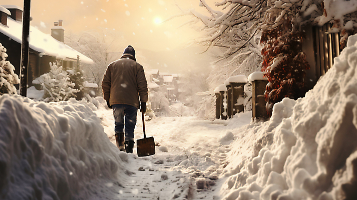 JPG 전신 편집이미지 남자 길 겨울 거리 주택 한명 성인 뒷모습 걷기 눈 삽 디지털합성 눈치우기 삽질 쌓인눈 제설 치우기 폭설 성인남자한명만 눈덮임 편집실사 AI인물포토 AI콘텐츠 자연요소 1 계절 뷰포인트 컨셉 모션 날씨 눈_날씨 사람 건물 자연재해 CG 남자한명만 성인남자만 파일형식 AI포토