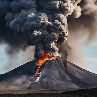 JPG 편집이미지 자연 사람없음 연기 위험 화산 화산폭발 마그마 화산재 기후위기 편집실사 AI포토 AI콘텐츠 컨셉 산 폭발 CG 생태계 위기 파일형식