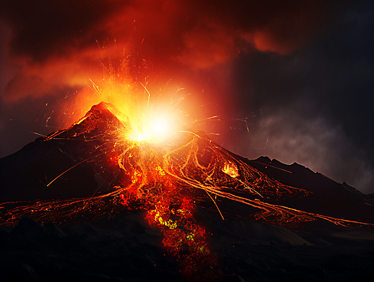 JPG 편집이미지 자연 불꽃 사람없음 연기 위험 화산 화산폭발 마그마 불씨 화산재 기후위기 편집실사 AI포토 AI콘텐츠 컨셉 불 산 폭발 CG 생태계 위기 파일형식