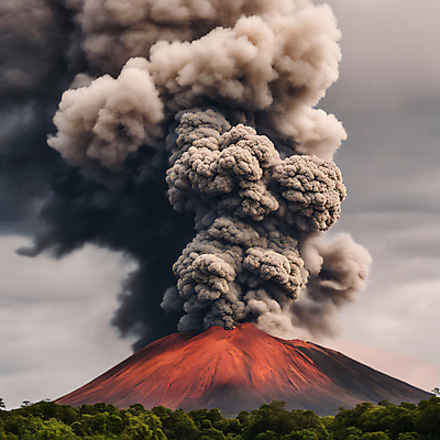 JPG 편집이미지 자연 사람없음 연기 위험 화산 화산폭발 화산재 기후위기 편집실사 AI포토 AI콘텐츠 컨셉 산 폭발 CG 생태계 위기 파일형식