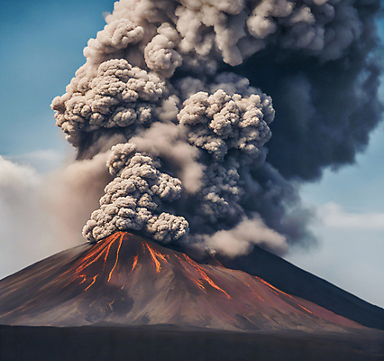 JPG 편집이미지 자연 사람없음 연기 위험 화산 화산폭발 마그마 화산재 기후위기 편집실사 AI포토 AI콘텐츠 컨셉 산 폭발 CG 생태계 위기 파일형식
