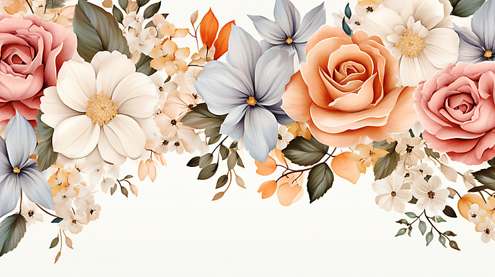 JPG 꽃 여러송이 잎 일러스트 사람없음 빈티지 화려 개화 분위기 국내일러스트 AI일러스트 AI콘텐츠 식물 다수 컨셉 파일형식