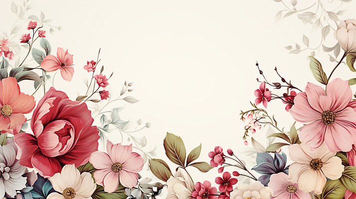 JPG 꽃 여러송이 잎 일러스트 사람없음 빈티지 화려 개화 분위기 꽃봉오리 국내일러스트 AI일러스트 AI콘텐츠 식물 다수 컨셉 파일형식