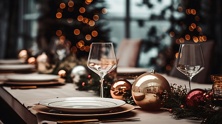 JPG 편집이미지 접시 크리스마스 겨울 와인잔 식탁 실내 사람없음 디지털합성 연말 홈파티 오너먼트 편집실사 AI포토 AI콘텐츠 식기 계절 기념일 크리스마스장식 술잔 탁자 내부 파티 CG 파일형식