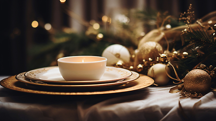 JPG 편집이미지 접시 크리스마스 겨울 초 탁자 실내 사람없음 디지털합성 연말 홈파티 오너먼트 편집실사 AI포토 AI콘텐츠 식기 계절 기념일 가구 크리스마스장식 내부 파티 CG 파일형식