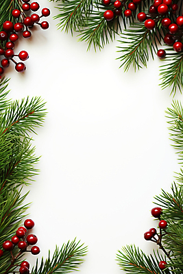 JPG 편집이미지 열매 크리스마스 겨울 프레임 사람없음 풀잎 디지털합성 솔잎 카피스페이스 편집실사 AI포토 AI콘텐츠 식물 계절 기념일 잎 공백 풀_식물 CG 파일형식