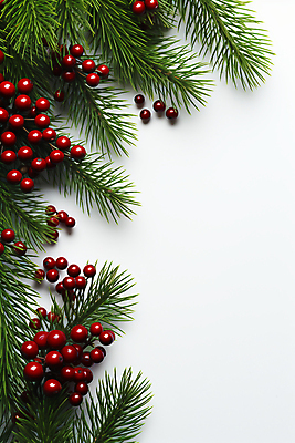 JPG 편집이미지 열매 크리스마스 겨울 프레임 사람없음 디지털합성 솔잎 카피스페이스 편집실사 AI포토 AI콘텐츠 식물 계절 기념일 잎 공백 CG 파일형식