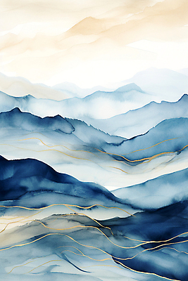 JPG 구름 백그라운드 일러스트 자연 하늘 수채화 풍경 사람없음 산맥 국내일러스트 AI일러스트 AI콘텐츠 자연요소 산 생태계 파일형식