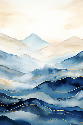 JPG 구름 백그라운드 일러스트 자연 하늘 수채화 풍경 사람없음 산맥 국내일러스트 AI일러스트 AI콘텐츠 자연요소 산 생태계 파일형식