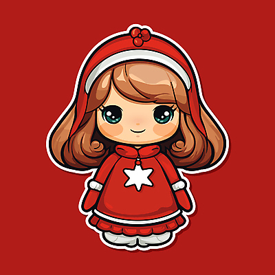 전신 여자 어린이 인형 스티커 크리스마스 일러스트 요정 한명 소녀 장식 빨간색 오브젝트 크리스마스캐릭터 소녀한명만 일러캐릭터 AI파일 캐릭터 1 기념일 컬러 사람 여자한명만 소녀만 파일형식 벡터