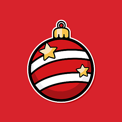 스티커 크리스마스 일러스트 사람없음 장식 빨간색 오브젝트 오너먼트 국내일러스트 AI파일 기념일 컬러 크리스마스장식 파일형식 벡터