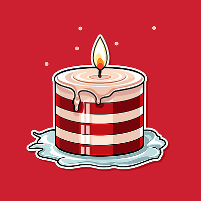 스티커 크리스마스 일러스트 초 사람없음 장식 빨간색 오브젝트 향초 국내일러스트 AI파일 기념일 컬러 파일형식 벡터