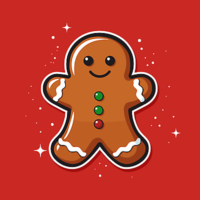 스티커 크리스마스 일러스트 사람없음 장식 빨간색 반짝임 쿠키 오브젝트 진저맨 진저쿠키 국내일러스트 AI파일 기념일 컬러 모션 디저트 파일형식 벡터