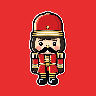 인형 스티커 크리스마스 일러스트 사람없음 장식 빨간색 장난감 오브젝트 병정 호두까기인형 국내일러스트 AI파일 기념일 컬러 목각인형 파일형식 벡터