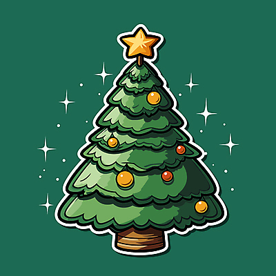 나무 스티커 일러스트 사람없음 장식 초록색 반짝임 크리스마스트리 오브젝트 국내일러스트 AI파일 식물 컬러 크리스마스 모션 파일형식 벡터