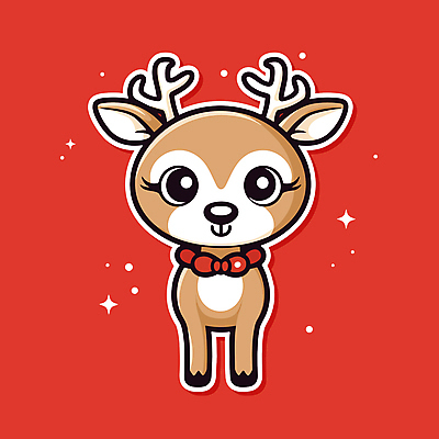 스티커 크리스마스 일러스트 사람없음 장식 빨간색 루돌프 오브젝트 국내일러스트 AI파일 기념일 컬러 사슴 파일형식 벡터