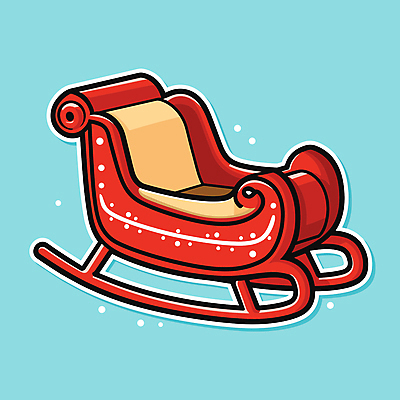 하늘색 스티커 크리스마스 일러스트 사람없음 장식 오브젝트 썰매 국내일러스트 AI파일 기념일 파란색 파일형식 벡터