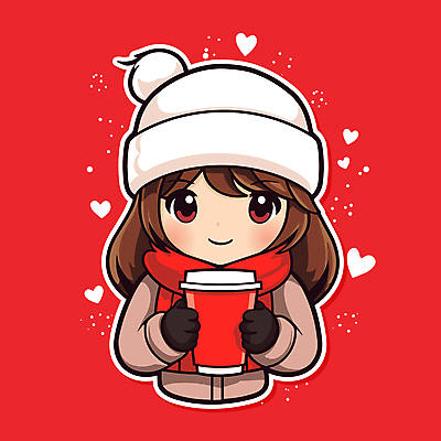 여자 어린이 스티커 크리스마스 일러스트 털모자 한명 들기 소녀 상반신 장식 빨간색 목도리 커피잔 오브젝트 크리스마스캐릭터 소녀한명만 일러캐릭터 AI파일 캐릭터 모자_잡화 1 잡화 기념일 커피 컬러 모션 잔 사람 여자한명만 소녀만 파일형식 벡터