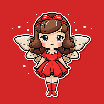 전신 드레스 여자 어린이 스티커 크리스마스 날개 일러스트 요정 한명 소녀 장식 빨간색 오브젝트 크리스마스캐릭터 소녀한명만 일러캐릭터 AI파일 캐릭터 1 옷 기념일 컬러 사람 여자한명만 소녀만 파일형식 벡터