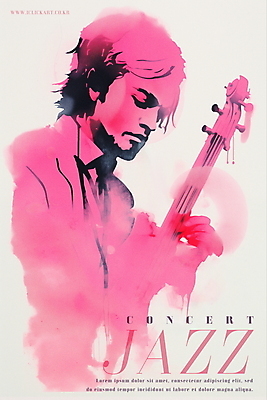 PSD 남자 포스터 예술 분홍색 연주 일러스트 수채화 한명 상반신 성인 공연 기타 초대장 번짐 재즈 성인남자한명만 국내일러스트 1 음악 컬러 현악기 카드_감사 사람 이벤트 남자한명만 성인남자만 파일형식 효과