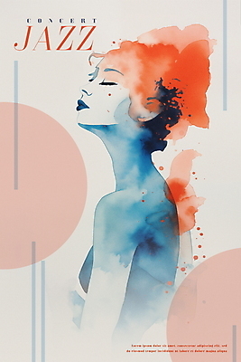 PSD 여자 포스터 예술 일러스트 수채화 한명 성인 빨간색 공연 초대장 번짐 재즈 성인여자한명만 국내일러스트 1 음악 컬러 카드_감사 사람 이벤트 여자한명만 성인여자만 파일형식 효과