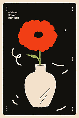 디자인 꽃 화분 일러스트 사람없음 꽃병 검은색 심플 엽서 미니멀 국내일러스트 AI파일 카드프레임 식물 컬러 프레임 편지 파일형식 벡터