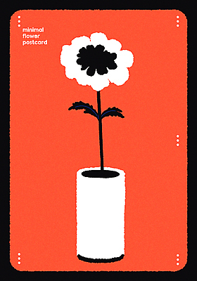 디자인 꽃 화분 일러스트 사람없음 빨간색 꽃병 심플 엽서 미니멀 국내일러스트 AI파일 카드프레임 식물 컬러 프레임 편지 파일형식 벡터
