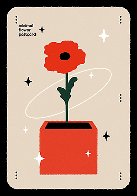 디자인 꽃 화분 일러스트 사람없음 빨간색 반짝임 꽃병 심플 엽서 미니멀 국내일러스트 AI파일 카드프레임 식물 컬러 모션 프레임 편지 파일형식 벡터