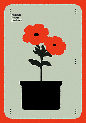 디자인 꽃 화분 일러스트 사람없음 빨간색 꽃병 심플 엽서 미니멀 국내일러스트 AI파일 카드프레임 식물 컬러 프레임 편지 파일형식 벡터