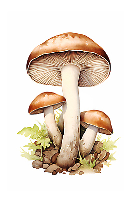 JPG 잎 일러스트 자연 수채화 사람없음 버섯 손그림 국내일러스트 AI일러스트 AI콘텐츠 식물 생태계 파일형식