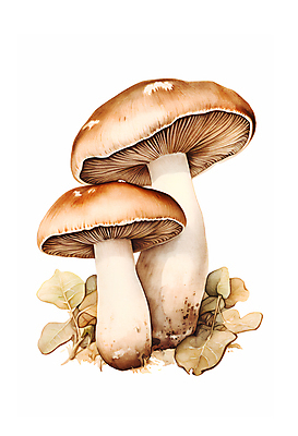 JPG 잎 일러스트 자연 수채화 사람없음 버섯 손그림 국내일러스트 AI일러스트 AI콘텐츠 식물 생태계 파일형식