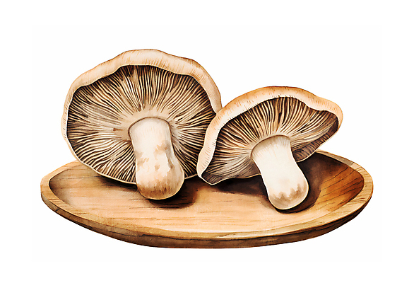 JPG 그릇 일러스트 자연 수채화 사람없음 버섯 손그림 국내일러스트 AI일러스트 AI콘텐츠 식기 생태계 파일형식