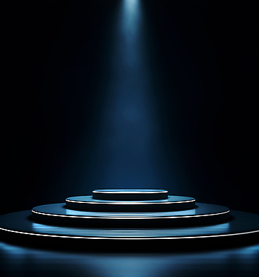 JPG 편집이미지 백그라운드 사람없음 파란색 빛 공간 무대 원형 단상 시상 시상식 포디움 편집실사 AI포토 AI콘텐츠 도형 컬러 CG 파일형식