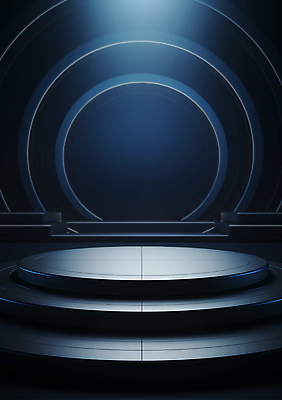 JPG 편집이미지 백그라운드 사람없음 파란색 빛 공간 무대 원형 단상 시상 시상식 포디움 편집실사 AI포토 AI콘텐츠 도형 컬러 CG 파일형식
