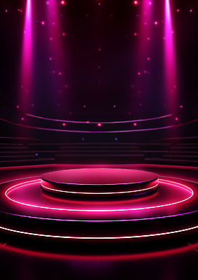 JPG 편집이미지 분홍색 백그라운드 사람없음 빛 공간 무대 원형 단상 시상 시상식 포디움 편집실사 AI포토 AI콘텐츠 도형 컬러 CG 파일형식