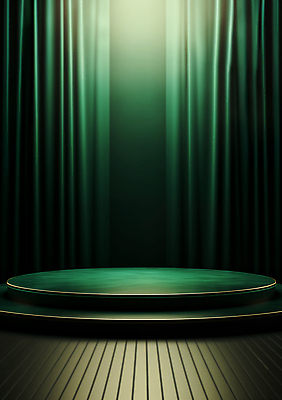 JPG 편집이미지 백그라운드 사람없음 초록색 빛 공간 무대 원형 단상 시상 시상식 포디움 편집실사 AI포토 AI콘텐츠 도형 컬러 CG 파일형식