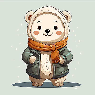 동물캐릭터 겨울 일러스트 사람없음 귀여움 목도리 점퍼 곰캐릭터 북극곰 겨울옷 편집소스 일러캐릭터 AI파일 동물 캐릭터 잡화 옷 계절 컨셉 곰 외투 파일형식 벡터