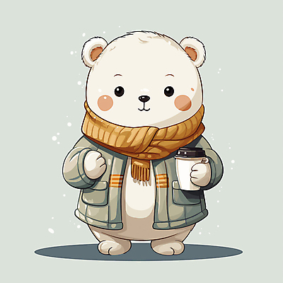 동물캐릭터 겨울 일러스트 들기 사람없음 귀여움 목도리 점퍼 커피잔 곰캐릭터 북극곰 겨울옷 편집소스 일러캐릭터 AI파일 동물 캐릭터 잡화 옷 계절 커피 컨셉 곰 모션 잔 외투 파일형식 벡터