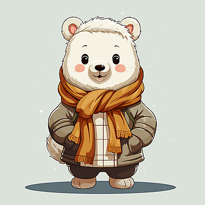 동물캐릭터 겨울 일러스트 사람없음 귀여움 목도리 점퍼 곰캐릭터 북극곰 겨울옷 편집소스 일러캐릭터 AI파일 동물 캐릭터 잡화 옷 계절 컨셉 곰 외투 파일형식 벡터