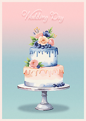 꽃 결혼 잎 일러스트 사람없음 장식 웨딩케이크 블루베리 2단케이크 케이크스탠드 국내일러스트 AI파일 식물 과일 이벤트 케이크 받침대 파일형식 벡터