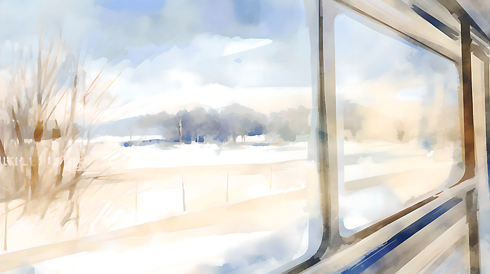 JPG 구름 백그라운드 설경 겨울 일러스트 하늘 수채화 풍경 사람없음 울타리 설원 기차 추위 눈 번짐 창틀 겨울풍경 눈덮임 국내일러스트 AI일러스트 AI콘텐츠 자연요소 계절 육상교통 컨셉 창문 날씨 대중교통 눈_날씨 담장 파일형식 효과