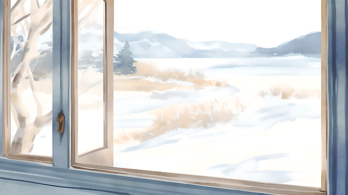JPG 나무 구름 백그라운드 설경 겨울 일러스트 하늘 수채화 산 풍경 사람없음 설원 추위 눈 번짐 창틀 겨울풍경 눈덮임 국내일러스트 AI일러스트 AI콘텐츠 자연요소 식물 계절 컨셉 창문 날씨 눈_날씨 파일형식 효과