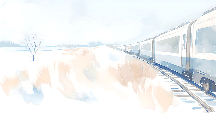 JPG 나무 구름 백그라운드 설경 겨울 일러스트 하늘 수채화 풍경 사람없음 설원 기찻길 기차 추위 눈 번짐 겨울풍경 눈덮임 국내일러스트 AI일러스트 AI콘텐츠 자연요소 식물 계절 육상교통 컨셉 날씨 대중교통 눈_날씨 파일형식 효과