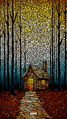 JPG 나무 편집이미지 길 낙엽 하늘 풍경 사람없음 빈티지 숲 오두막 디지털합성 판화 편집소스 편집실사 식물 컨셉 잎 미술 CG 파일형식